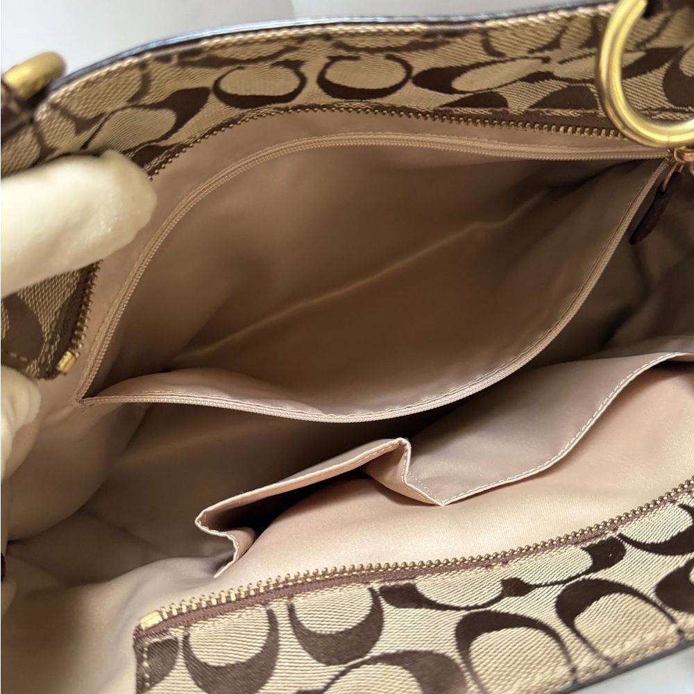 Coach Signature Canvas Tote Bag in Khaki/Brown - Picture 9 of 12